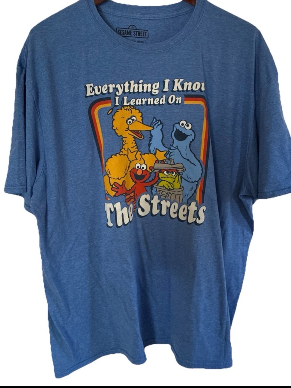 Sesame Street Blue Graphic Tee - "Everything I Know I Learned On The Streets"